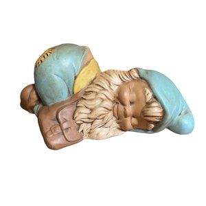 1970s Gnome Sleeping Ceramic Gnome Hand Painted